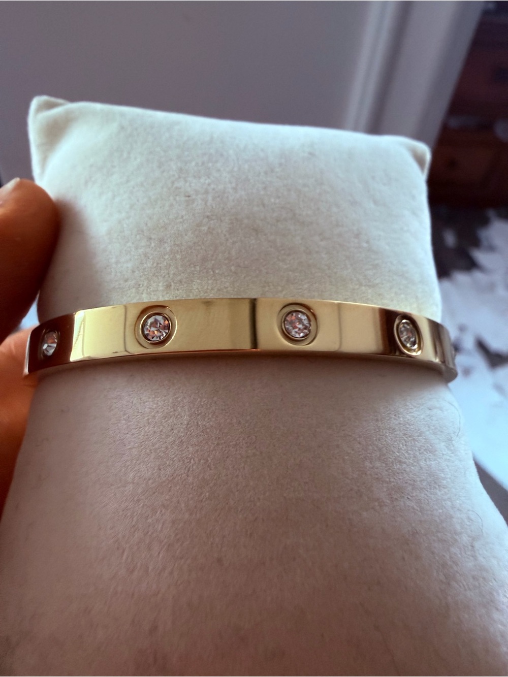 Gold-Tone Crystal Accent Bangle Bracelet - Women's Jewelry - Picture 4 of 6